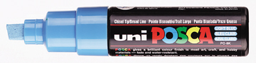 Paintmarker Uni-ball Posca schuine punt 8mm lichtblauw