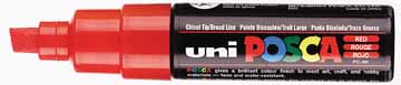 Paintmarker Uni-ball Posca schuine punt 8mm rood