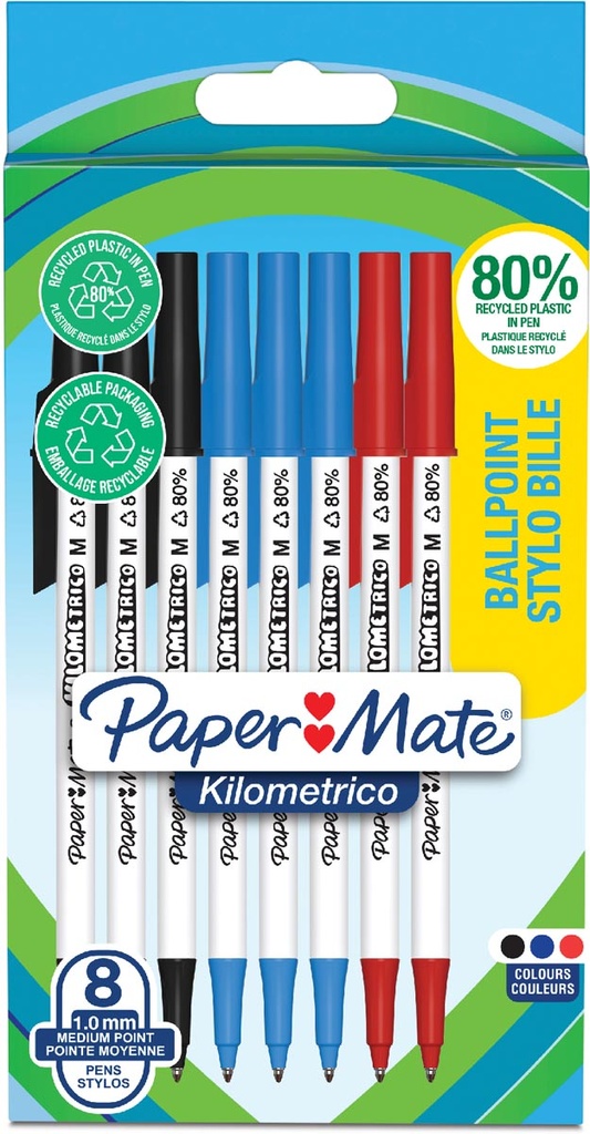 Balpen Paper Mate Kilometrico medium assorti (8)