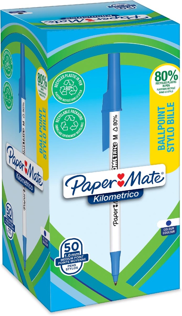 Balpen Paper Mate Kilometrico medium blauw (50)