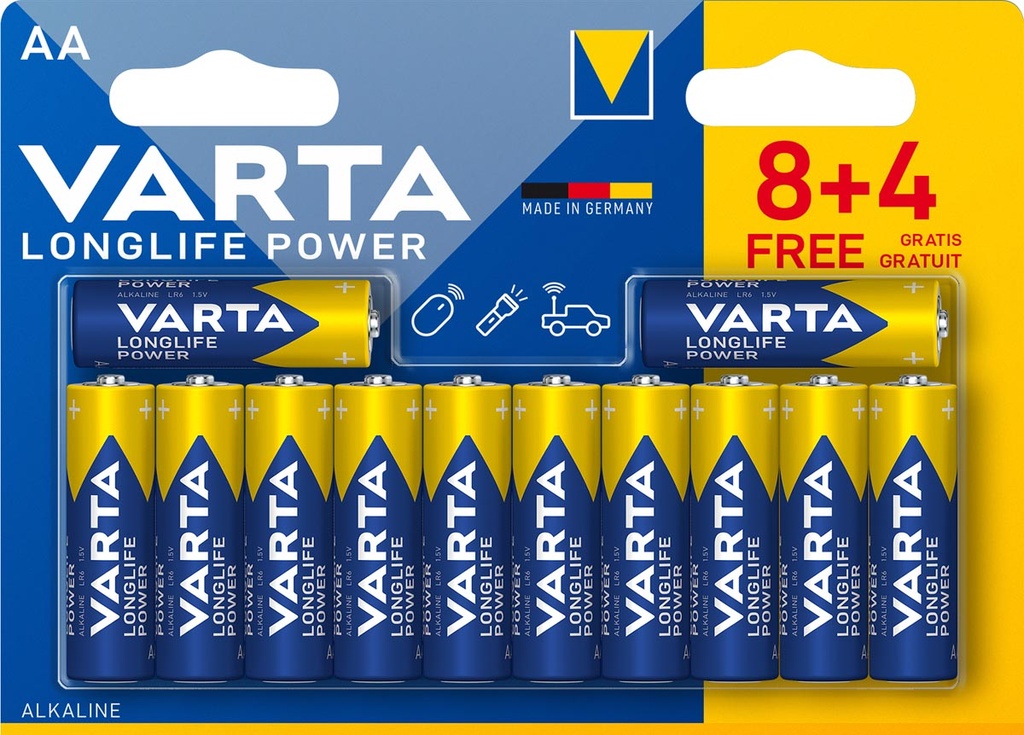 Batterij Varta Longlife Power AA (8+4)