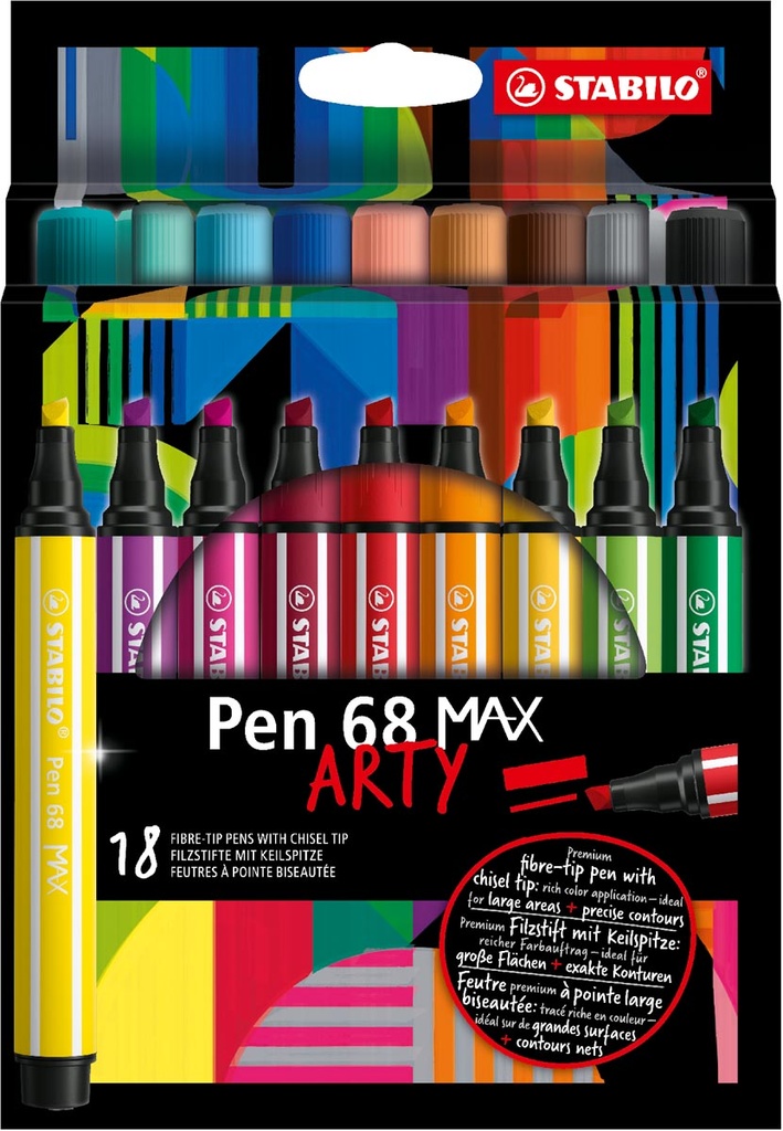 Viltstift Stabilo Pen 68 MAX ARTY assorti (18)