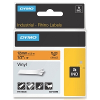 Dymo Rhino tape vinyl 12mmx5,5m zwart/oranje (18435)