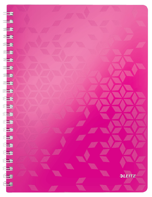 Spiraalschrift Leitz WOW PP A4 gelijnd 160blz roze metallic (4637023)