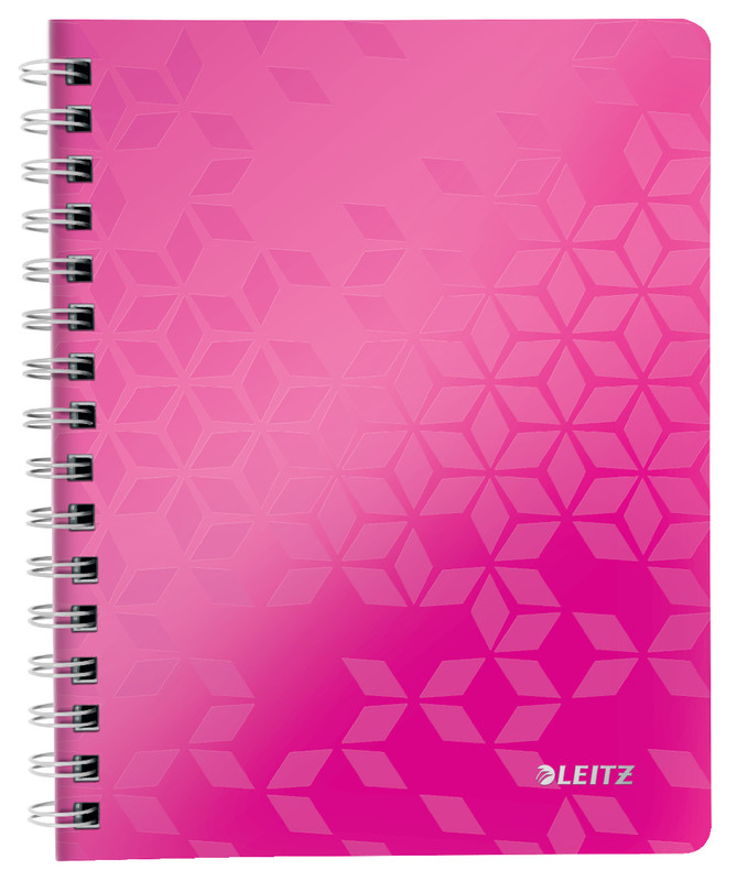 Spiraalschrift Leitz WOW PP A5 gelijnd 160blz roze metallic (4639023)