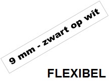 Tape Brother P-Touch TZE-FX221 9mm zwart op wit flexibel