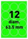 Etiketten Etipage rond 12etik/blad 63,5mm fluo groen (100)