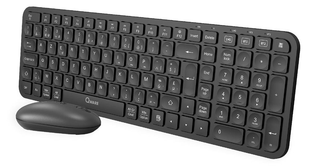 Deskset draadloos Qware Coldfield toetsenbord en muis QWERTY zwart