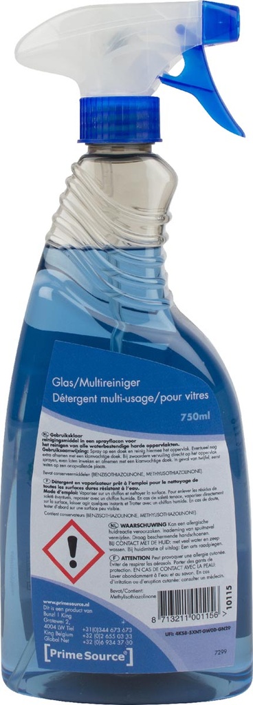 Glas- en multireiniger Primesource spray van 750ml