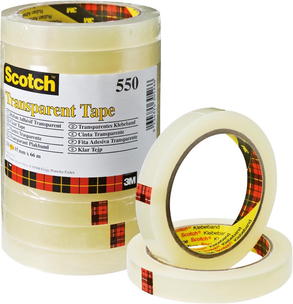 Plakband Scotch 550 15mmx66m transparant (10)