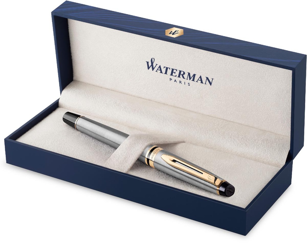 Vulpen Waterman Expert blauwe inkt medium punt in giftbox zilver/goud