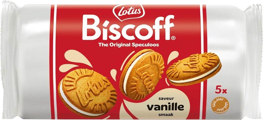 Koekjes Lotus Biscoff gevulde speculoos met vanille display van 16 stuks met 5 koekjes 50g (16)