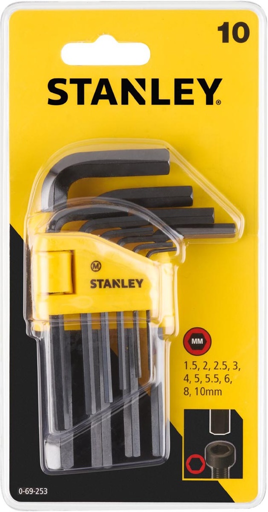 Stiftsleutelset Stanley 1,5-10mm set van 10 stuks