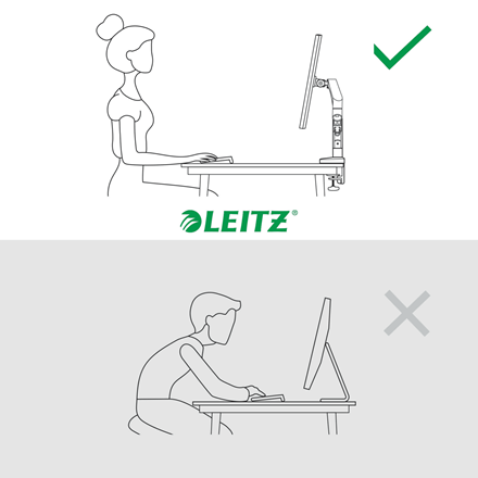 Enkelvoudige Monitorarm Leitz Ergo lichtgrijs