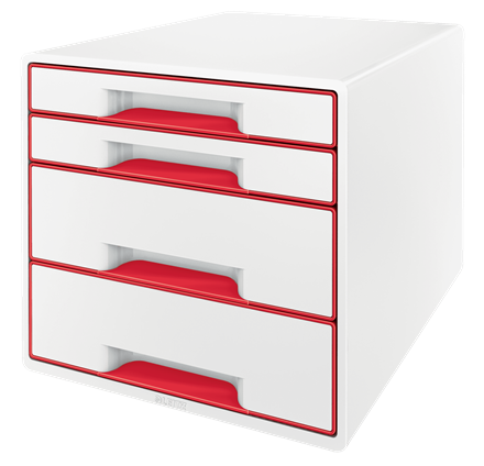 Ladenblok Leitz WOW 4 laden wit/rood metallic