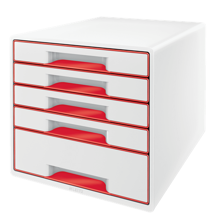 Ladenblok Leitz WOW 5 laden wit/rood metallic