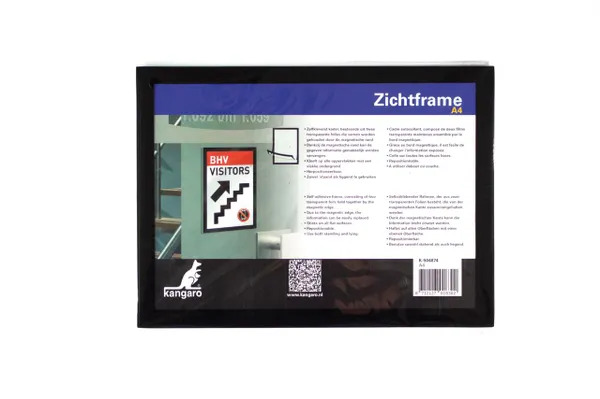 Ophangtas Kangaro A4 zelfklevend magnetische rand zwart