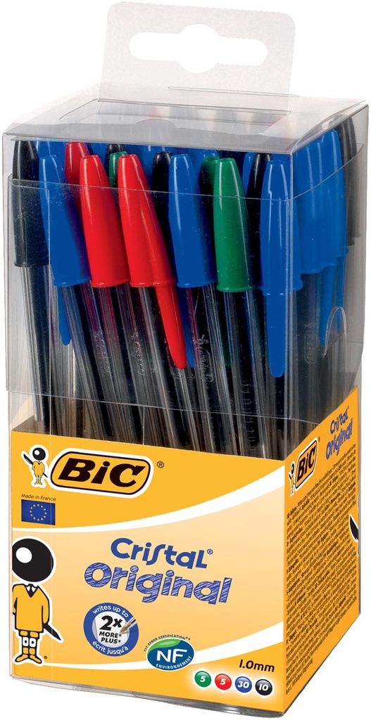 Balpen Bic Cristal medium punt assorti (50)