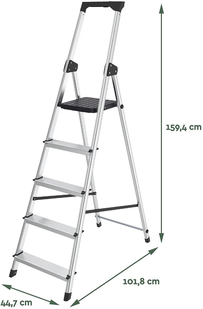 Trapladder Brasq SL500 aluminium 5 treden zilver