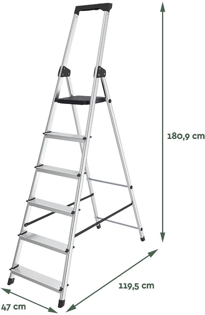 Trapladder Brasq SL600 aluminium 6 treden zilver