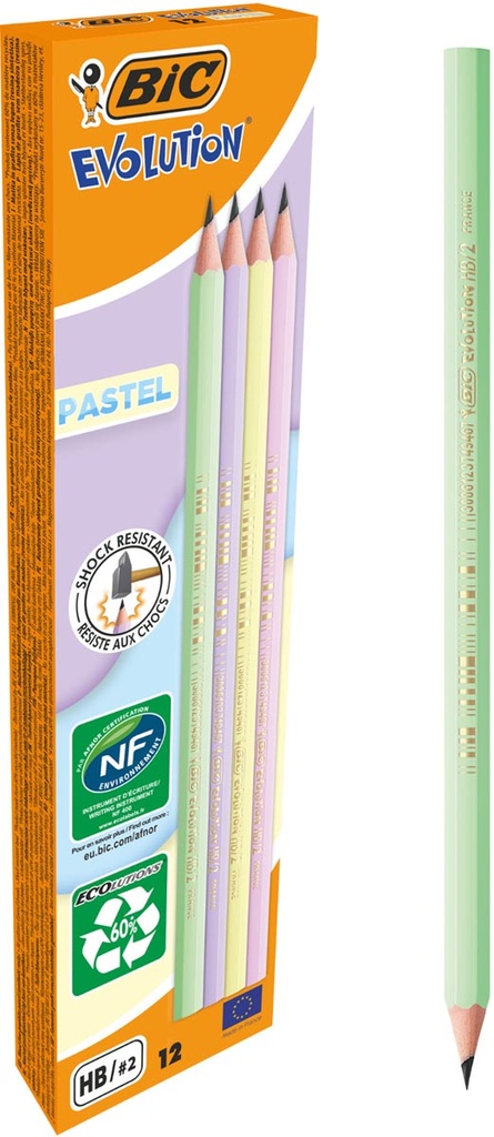 Potlood Bic Evolution Pastel HB pastel assorti (12)