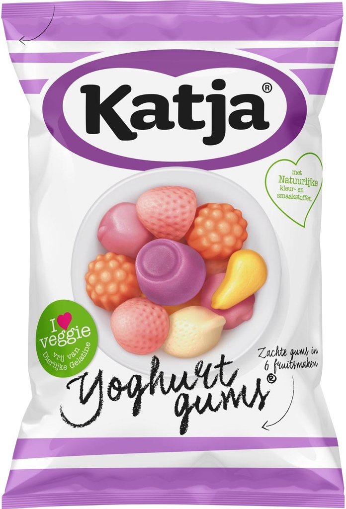 Snoep Katja Yoghurtgums zachte gums in 6 fruitsmaken zak 295g