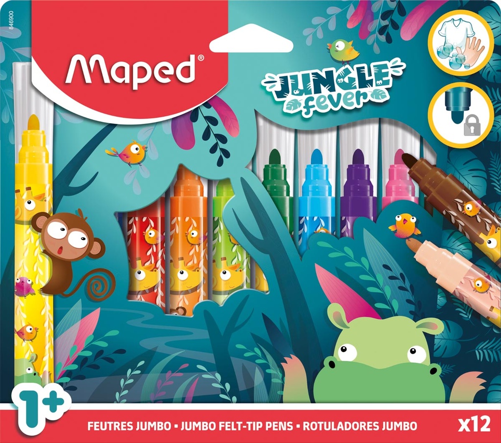 Viltstift Maped Jungle Fever Jumbo assorti (12)