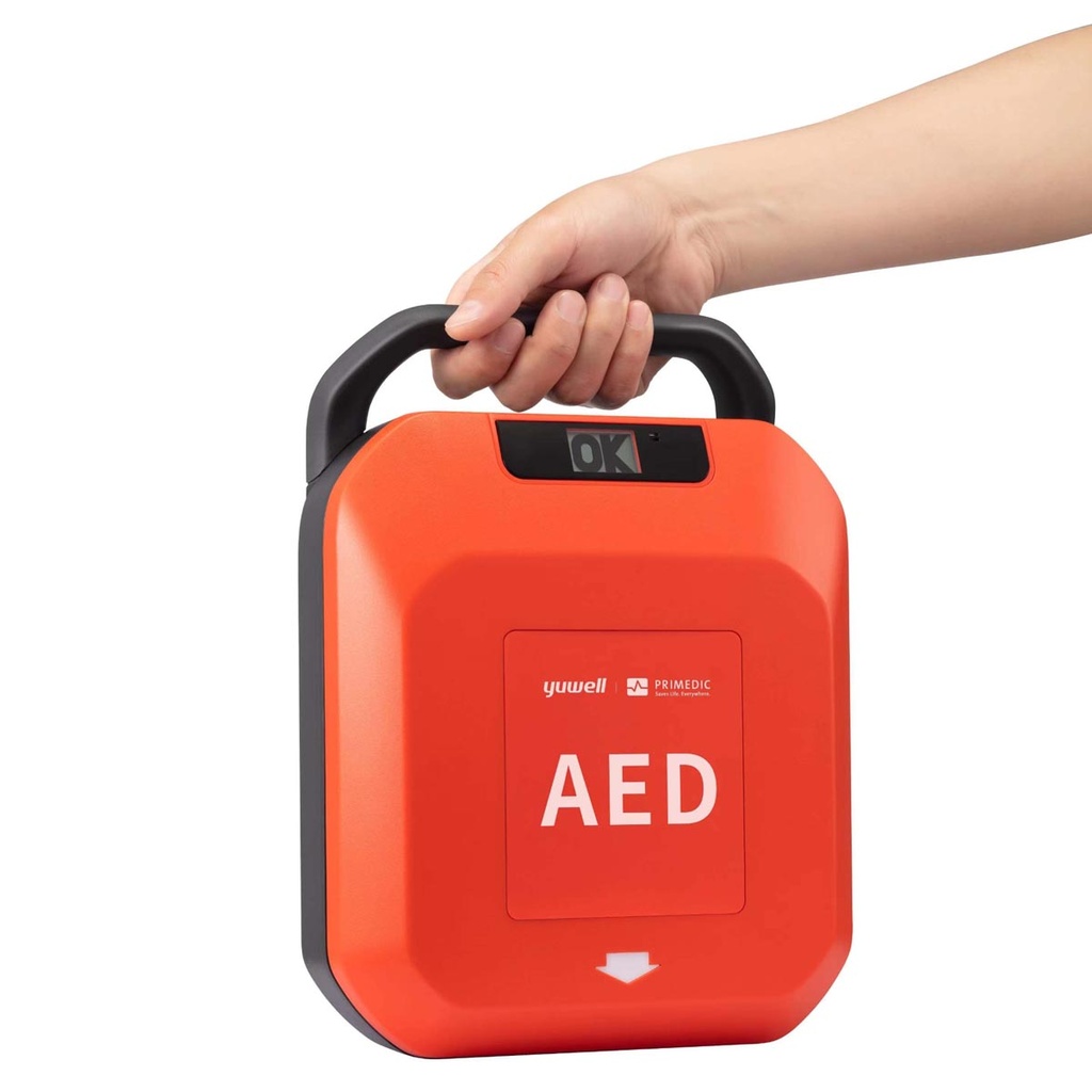 Vol automatische AED Primedic Heartsave 7 viertalig rood