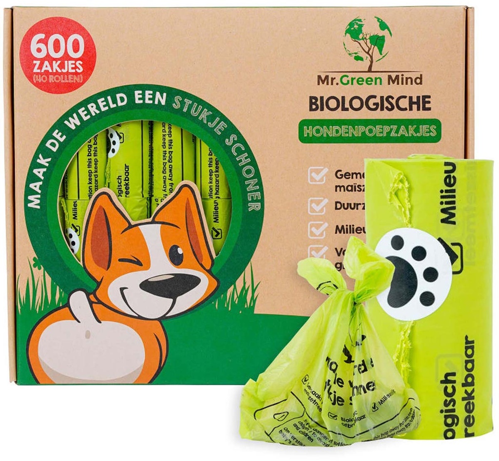 Hondenpoepzakjes Mr. Green Mind Bio groen (600)