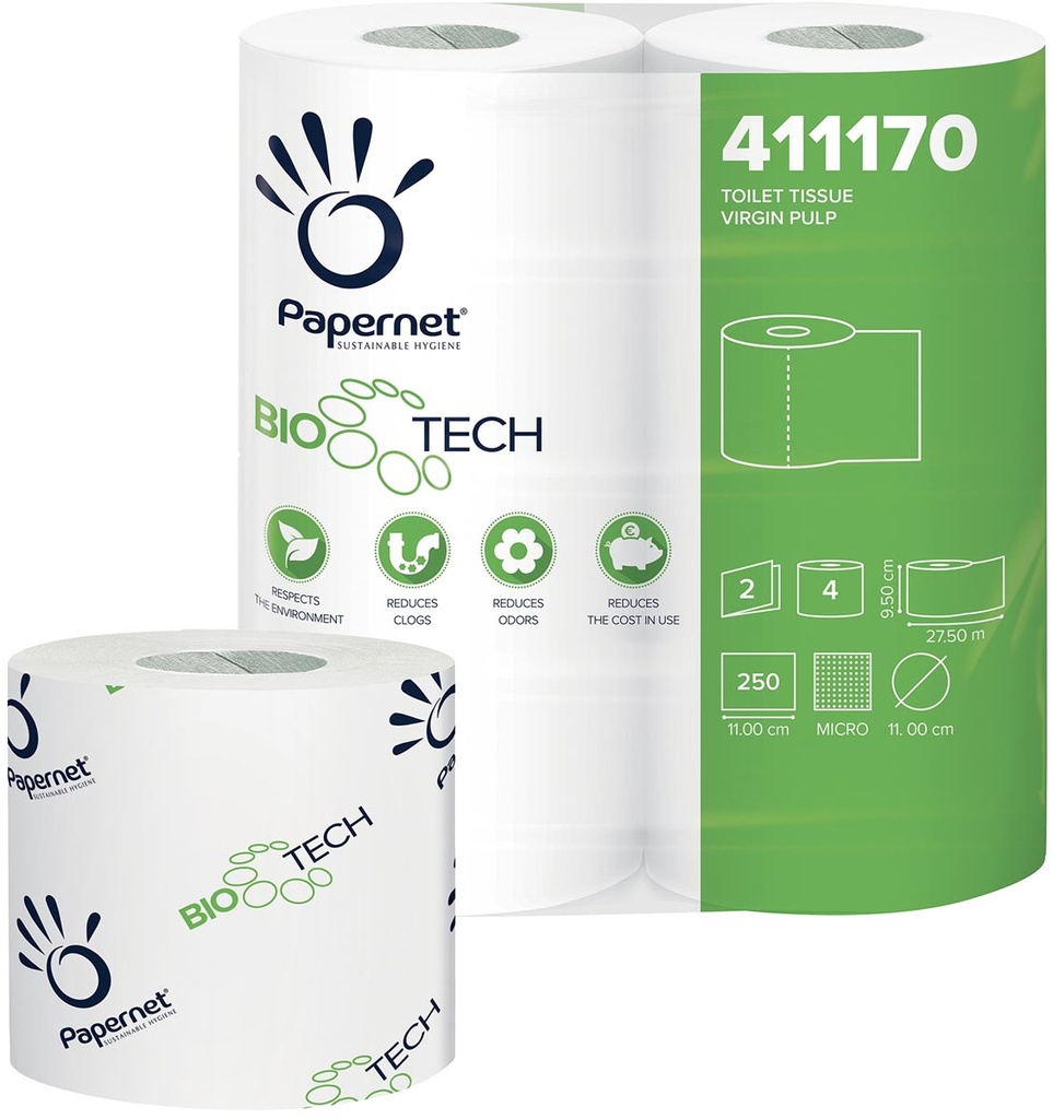 Toiletpapier Papernet Bio Tech 2-laags 250vel (4)