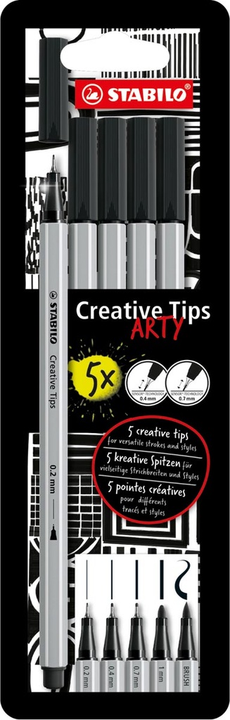 Viltstift Stabilo Creative Tips ARTY geassorteerde punten zwart (5)