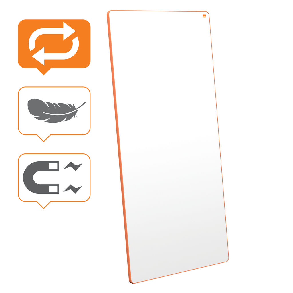 Whiteboard Nobo Move&Meet afneembaar en draagbaar 180x90cm frame oranje