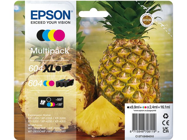 Cartridge Epson Inkjet 604XL 1x500/3x350 pag. CMYK