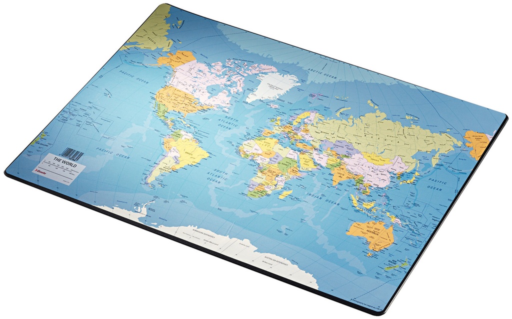 Bureauonderlegger Esselte Europost PVC 40x53cm wereldkaart NL