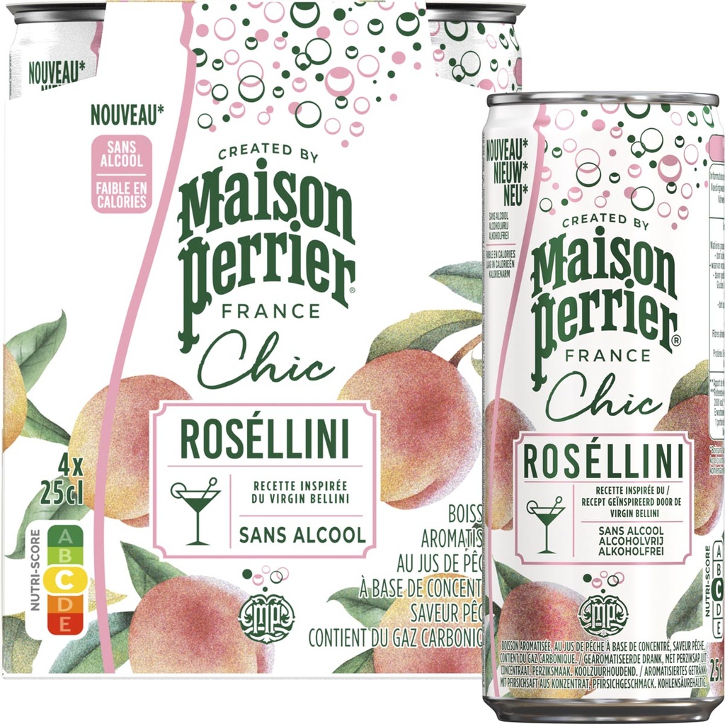 Mocktail Maison Perrier Roséllini perzik blik 25cl (4)