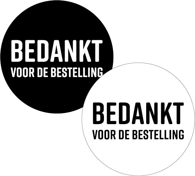 Etiket KP "Bedankt voor de bestelling!" Ø40mm 2 varianten (250)