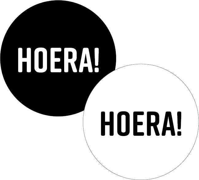 Etiket KP "Hoera!" Ø40mm 2 varianten (250)