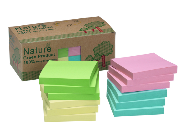 Memoblok Info Notes Nature 75x75mm 100vel assorti (12)