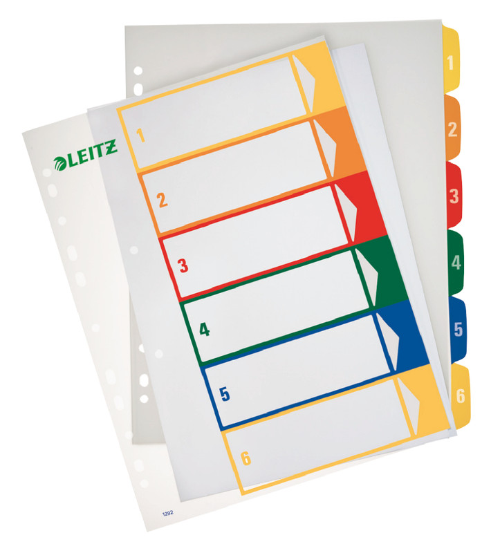 Tabbladen Leitz PP A4 maxi 1-6 11-gaats assorti