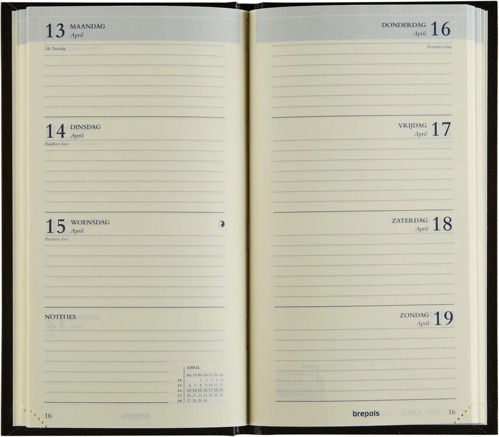 Zakagenda Brepols Interplan Lima 90x160mm Nederlandstalig blauw 2025 1 week/2 pagina's