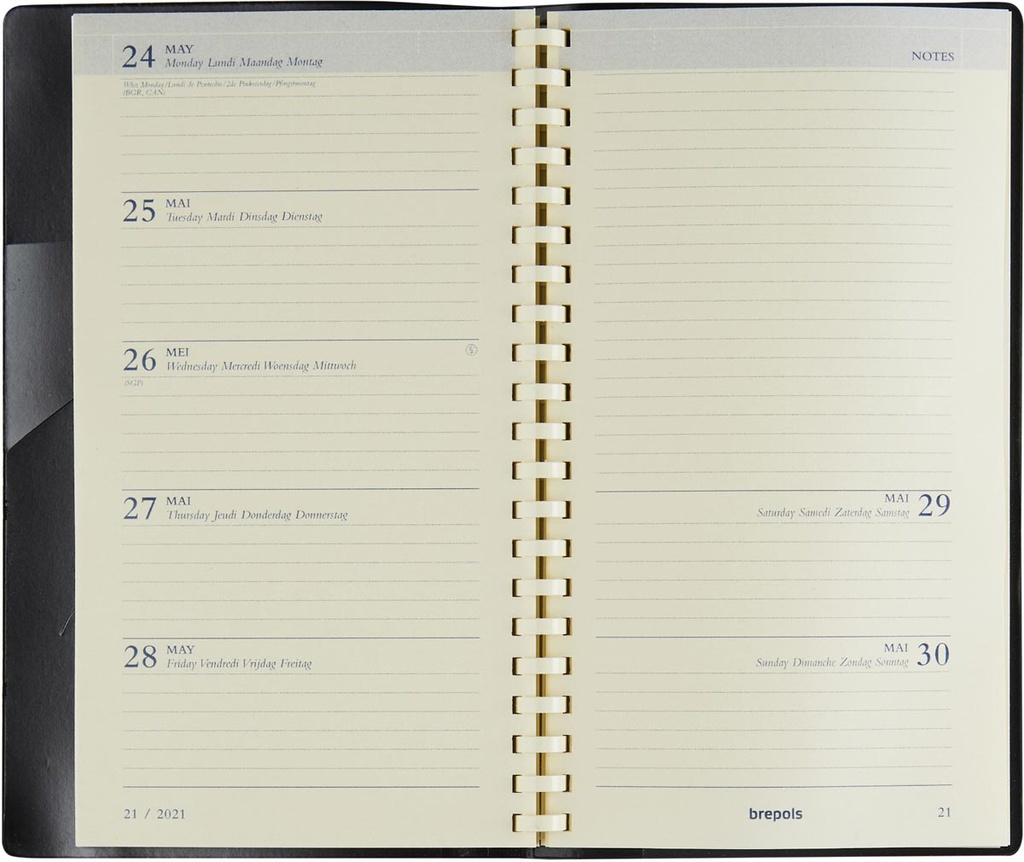 Zakagenda Brepols Notaplan Genova 89x160mm zestalig blauw 2025 1 week/2 pagina's