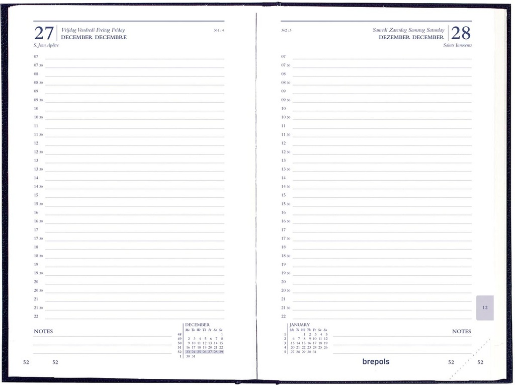 Agenda Brepols Saturnus Lima Luxe 133x208mm viertalig assorti 2025 1 dag/pagina