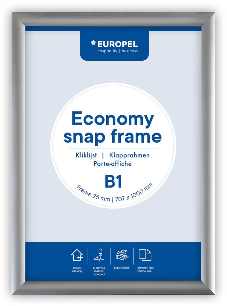 Kliklijst Europel Economy B1 rand 25mm zilver