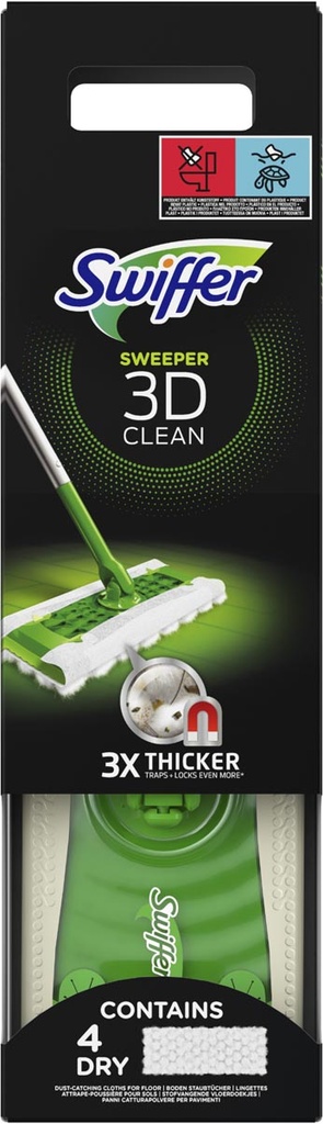 Vloerreiniger starterkit Swiffer 3D Clean met 4 droge en 2 vochtige stofdoekjes