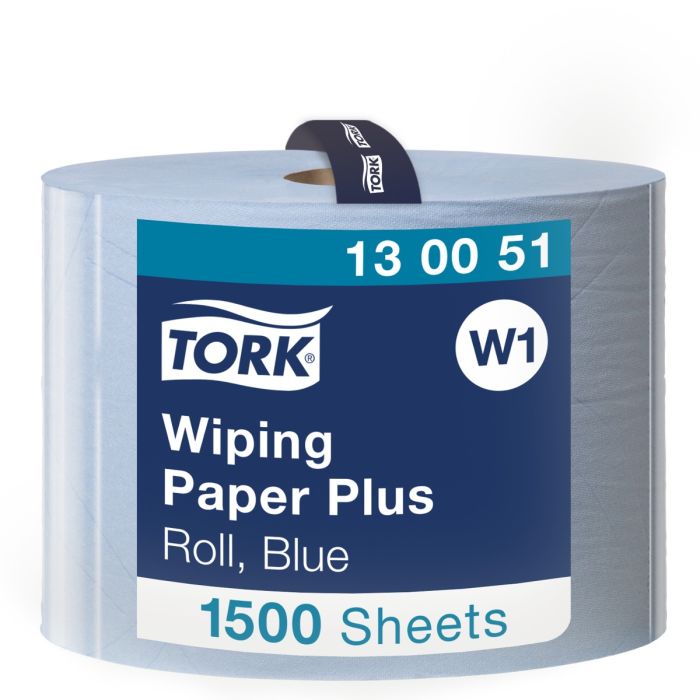 Poetsdoek Tork Wiping Plus W1 2-laags 1500vel blauw