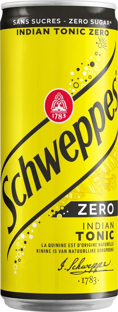 Frisdrank Schweppes Indian Tonic Zero blikje 33cl (24)