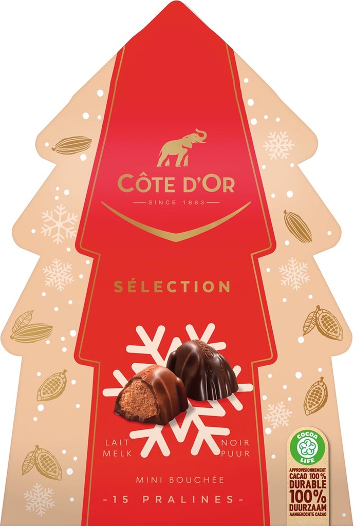 Chocolade Côte d'Or Selection kerstboom doos 130g