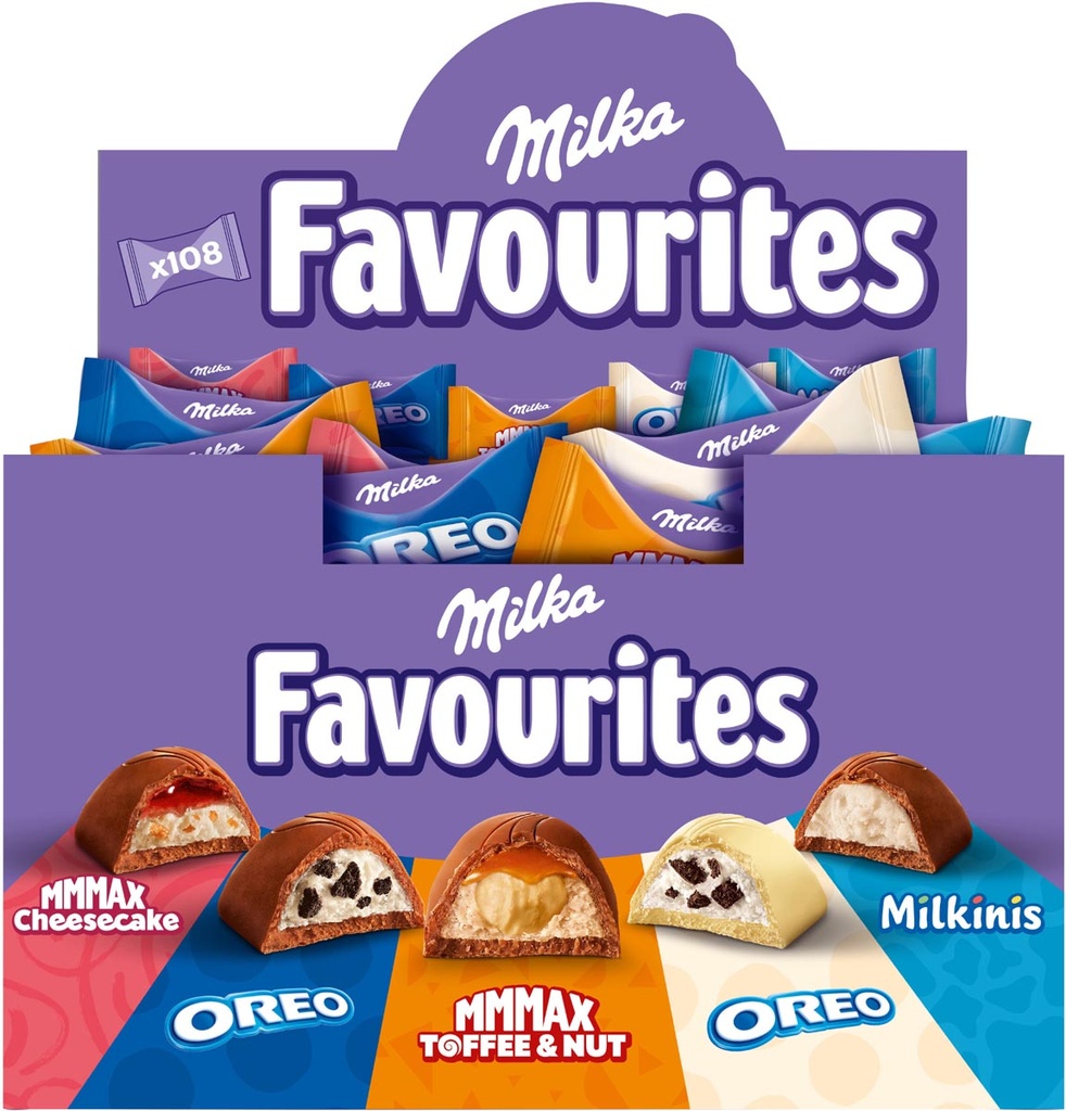 Chocolade Milka Favourites doos 1kg met 106 stuks