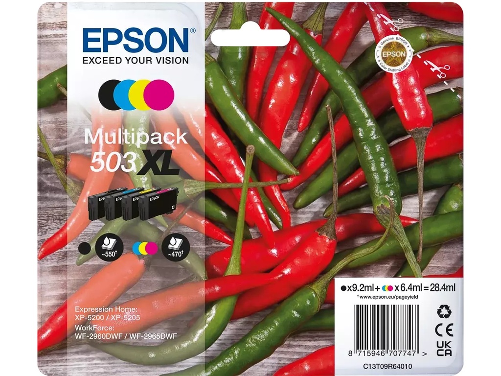 Cartridge Epson Inkjet 503XL 1x550/3x470 pag. VALUE PACK (Bk/Cy/Mag/Yel)