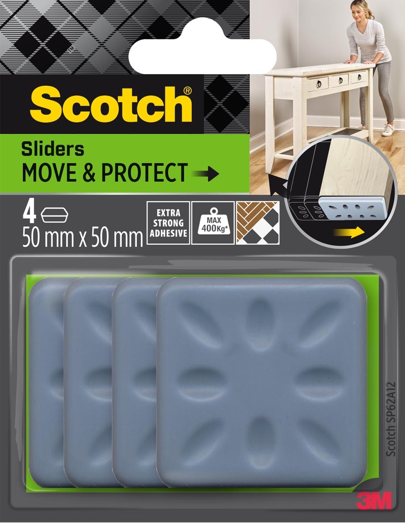 Glijders Scotch Move & Protect 50mmx50mm grijs (4)